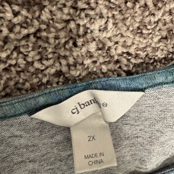 CJ Banks Heather Gray and Teal Top - Picture 2 of 3